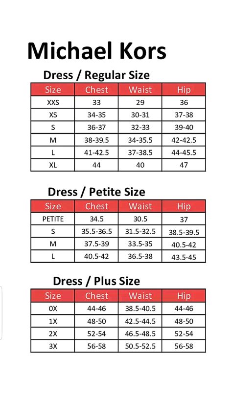 guide taille michael kors|michael kors size chart.